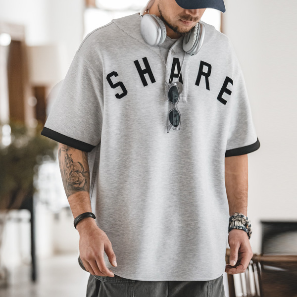 Cloth Embroidered Loose Short Sleeve T-Shirt Men 40