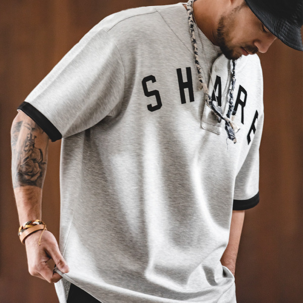 Cloth Embroidered Loose Short Sleeve T-Shirt Men 40
