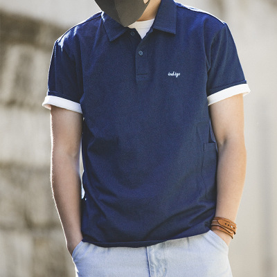 Collared Short Sleeve Solid Color Cotton Summer Lapel T-Shirt 9