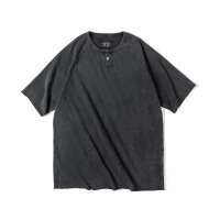 Distressed Henley Breathable Casual Tough Guy T-Shirt 17