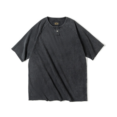 Distressed Henley Breathable Casual Tough Guy T-Shirt 17