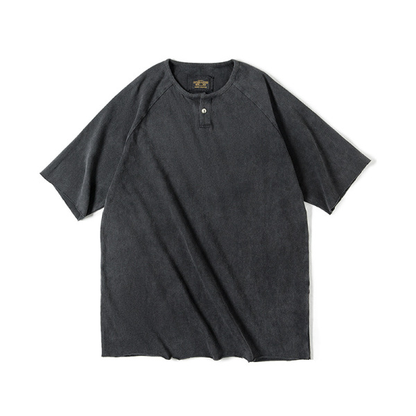 Distressed Henley Breathable Casual Tough Guy T-Shirt 17