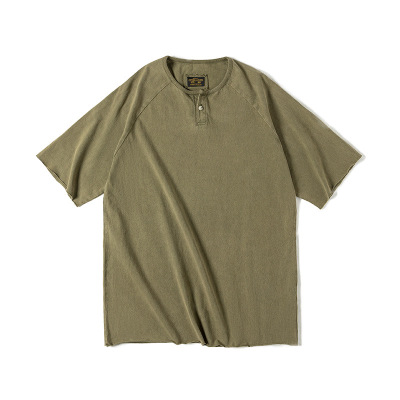 Distressed Henley Breathable Casual Tough Guy T-Shirt 17