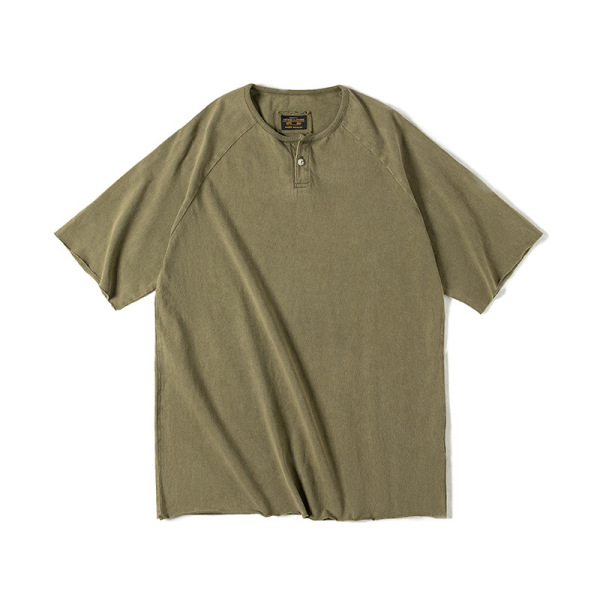 Distressed Henley Breathable Casual Tough Guy T-Shirt 17