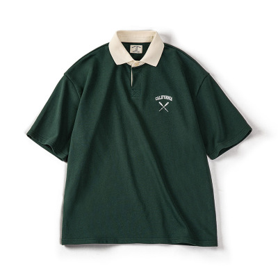Embroidered Preppy Lapel Half-Sleeve T-Shirt 20