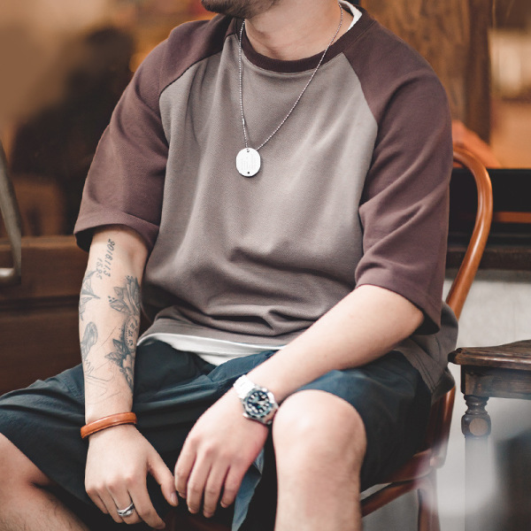 Retro Preppy Stitching Short Sleeves 29