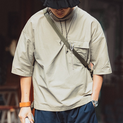 Casual Mountain Style Drawstring Patch Pocket Short Sleeves 26