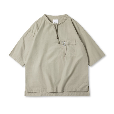 Casual Mountain Style Drawstring Patch Pocket Short Sleeves 26