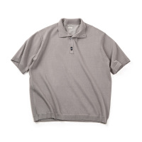 Knitted Polo Collar Basic Loose Breathable Mid-Sleeved T-Shirt 21