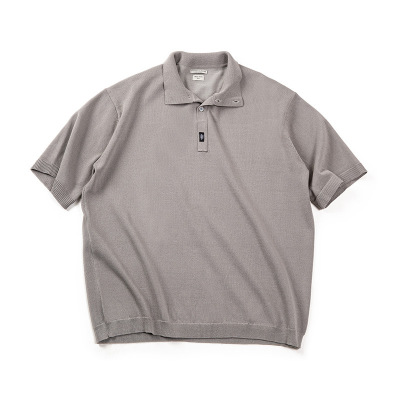 Knitted Polo Collar Basic Loose Breathable Mid-Sleeved T-Shirt 21