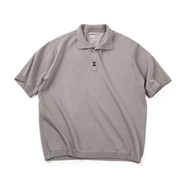Knitted Polo Collar Basic Loose Breathable Mid-Sleeved T-Shirt 21