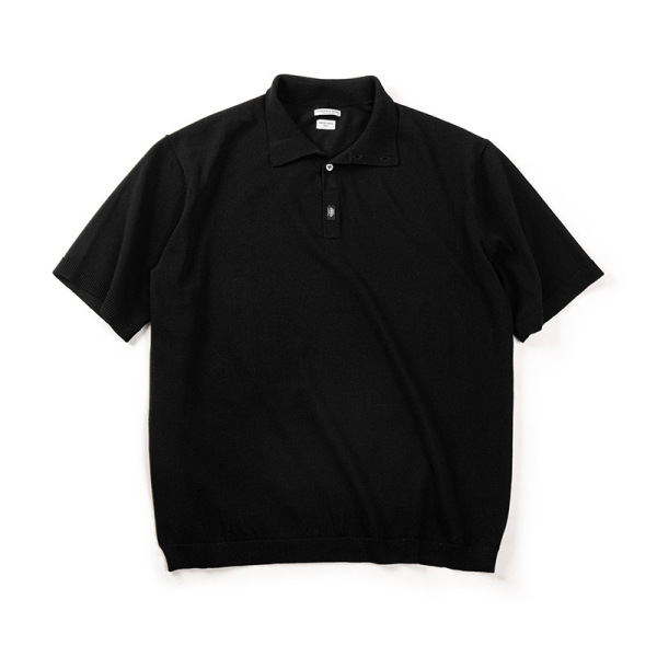 Knitted Polo Collar Basic Loose Breathable Mid-Sleeved T-Shirt 21