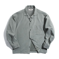 Loose Peach Velvet V-Neck Shirt for Men 41