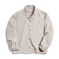 Loose Peach Velvet V-Neck Shirt for Men 41
