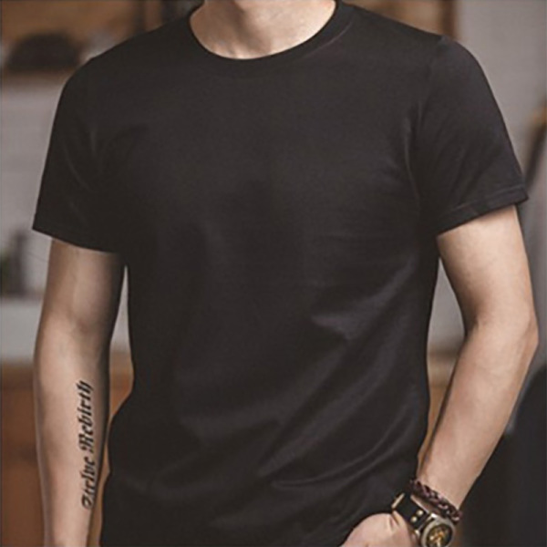 Men's White T-Shirt with Short Sleeve Bottoming Shirt 23