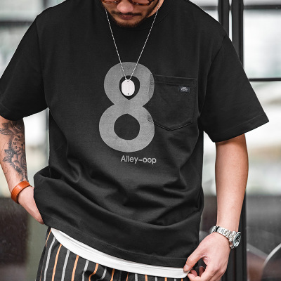 Number 8 T-Shirt Black Oversize Breathable Short Sleeve 18
