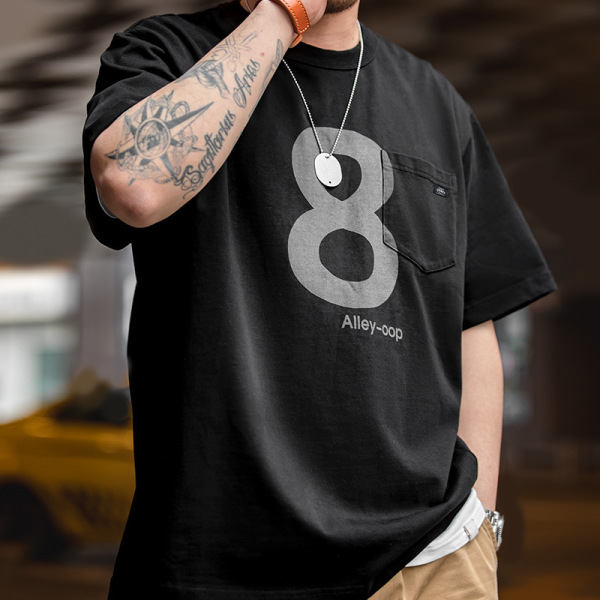 Number 8 T-Shirt Black Oversize Breathable Short Sleeve 18