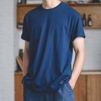 Plant Blue Dyed T-Shirt Solid Color Thin Section Short Sleeves 14
