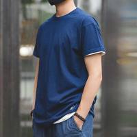 Plant Blue Dyed T-Shirt Solid Color Thin Section Short Sleeves 14