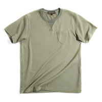 Retro Army Green T-Shirt Simple Round Neck Pocket Short Sleeves 24