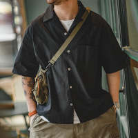 Vintage Collar Loose Men's Summer Shirt 42