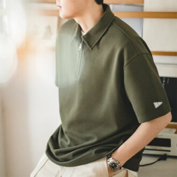 Spring Silhouette Solid Color Polo Collar Bottoming Shirt 12