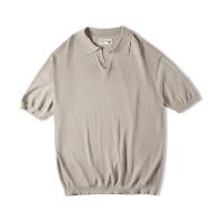 V Lapel Knitted Loose Short-Sleeved Half-Sleeved Polo Shirt T-Shirt Men 11