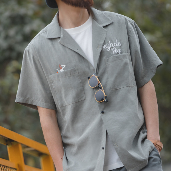 Vintage Loose Cuban Neck V-Neck Shirt for Men 45
