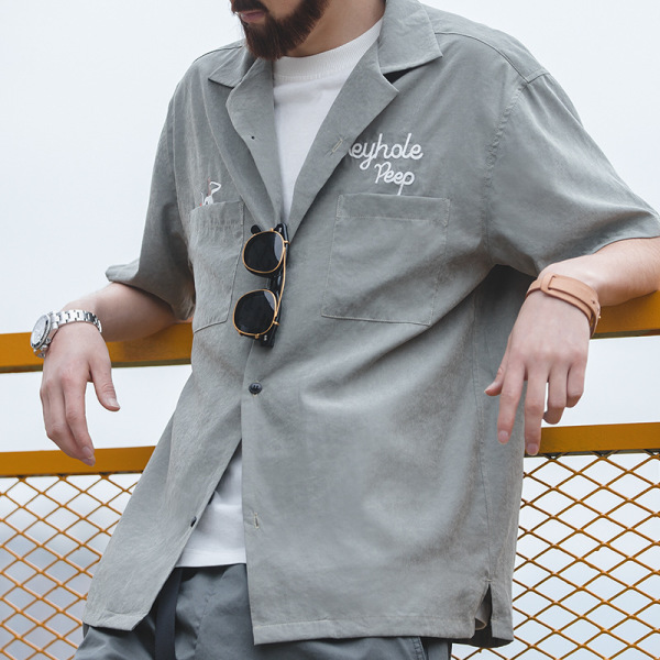 Vintage Loose Cuban Neck V-Neck Shirt for Men 45