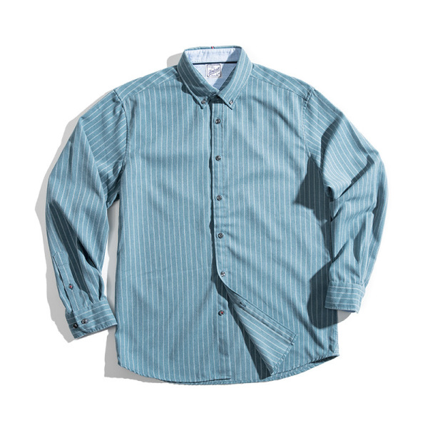 Brushed Striped Shirt Casual Long-Sleeved Top Men's Trendy 52
