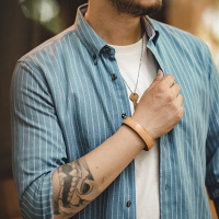Brushed Striped Shirt Casual Long-Sleeved Top Men's Trendy 52