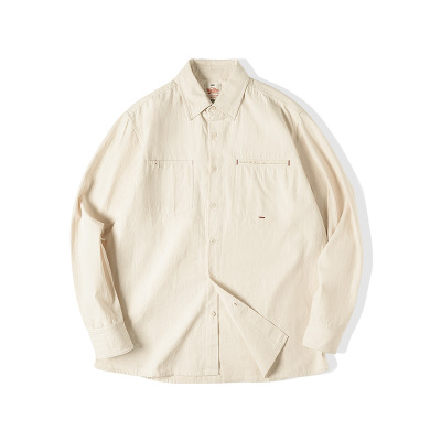 Cotton Shell Lapel Long Sleeve Shirt 51