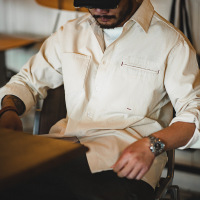 Cotton Shell Lapel Long Sleeve Shirt 51