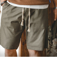 Men's Linen Shorts Breathable Loose Solid Color Cropped Pants 77