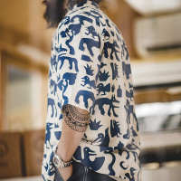 Men's Summer Cuban Collar Graffiti Short Sleeve Beach Shirt 54