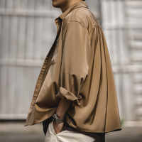 Men's Trendy Loose Ice Silk Draped Shirt 48