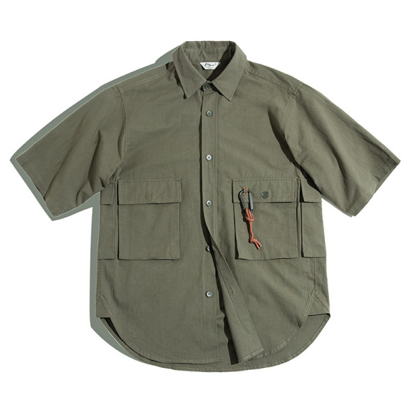 Outdoor Short-Sleeved Shirts Stacked with Army Green Men's Shirts 47