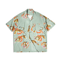 Tiger Print Hawaiian Short Sleeve Shirt 55