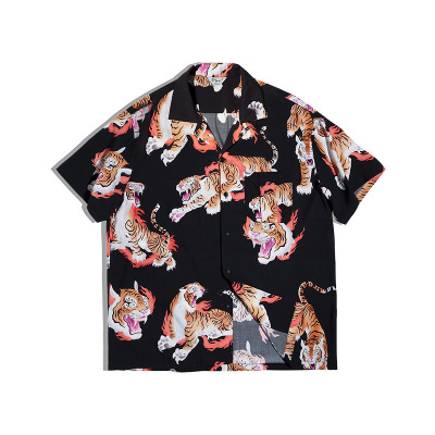 Tiger Print Hawaiian Short Sleeve Shirt 55