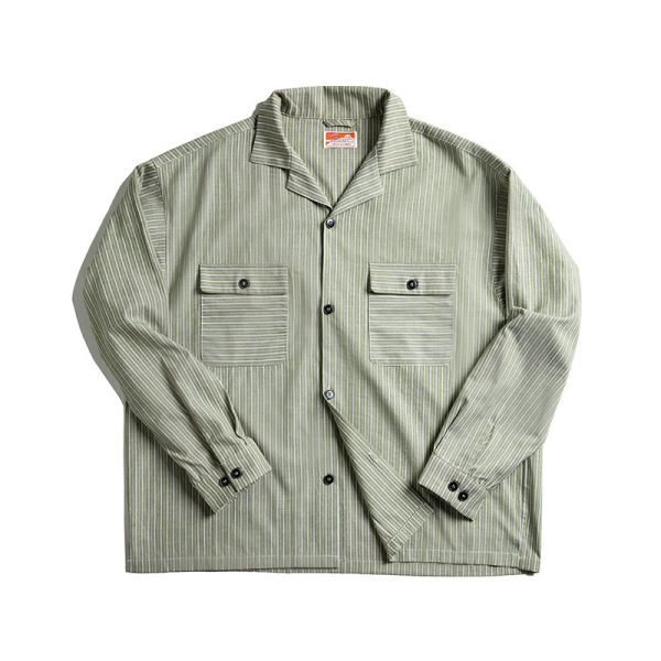 Vintage Goose Yellow Striped Cuban Collar Shirt 53
