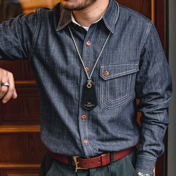Vintage Layered Long Sleeve Denim Shirt 60