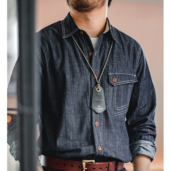 Vintage Layered Long Sleeve Denim Shirt 60