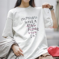 American Retro Letter Print T-Shirt Round Neck Art 104