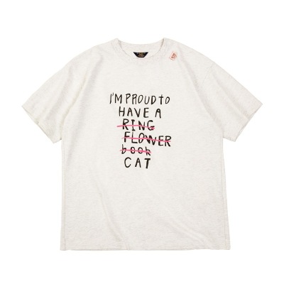 American Retro Letter Print T-Shirt Round Neck Art 104