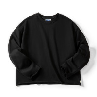 Black Round Neck Hooded Sweater Long Sleeve T-Shirt 118