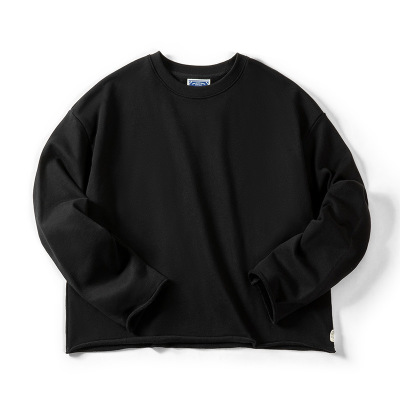 Black Round Neck Hooded Sweater Long Sleeve T-Shirt 118
