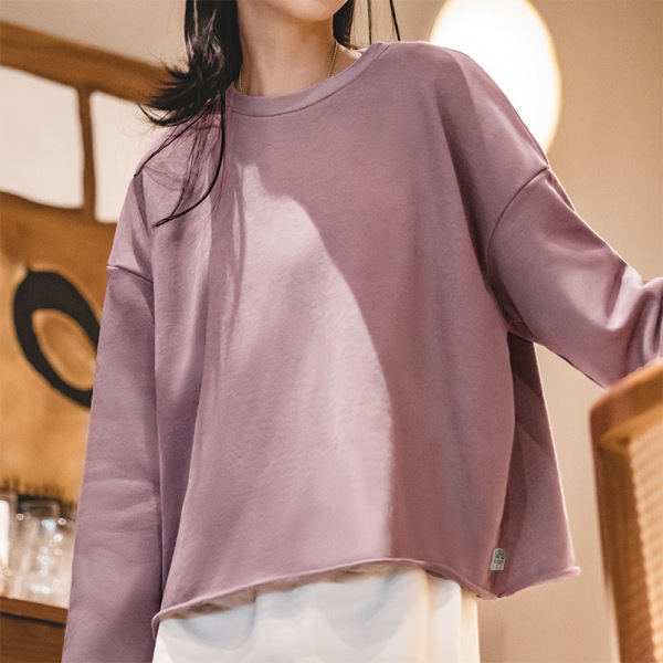 Black Round Neck Hooded Sweater Long Sleeve T-Shirt 118
