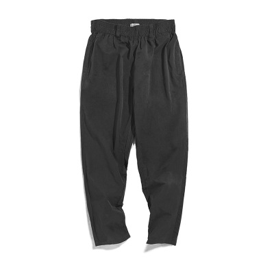 Black Straight Leg Casual Pants Elastic Waist Dad Pants 83