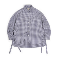 Blue and White Plaid Shirt Loose Casual Plaid 130