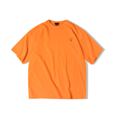 Casual Cotton Short-Sleeved Loose Round Neck Basic Solid Color 112